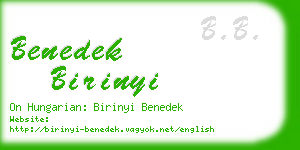 benedek birinyi business card